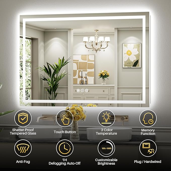 Briivue 72x40 Inch LED Bathroom Mirror - Image 2