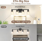 VerRon 4 Lights Bathroom Light Fixtures, Matte Black Modern Vanity Lights Over - Image 6
