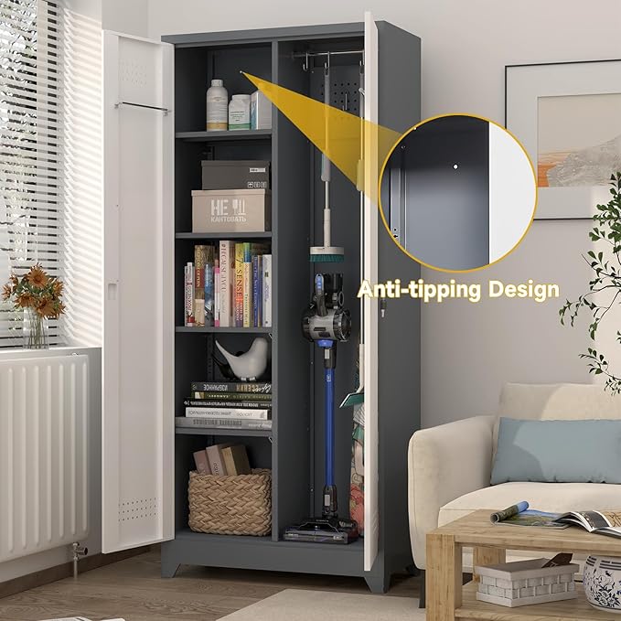 GREATMEET Metal Garage Storage Cabinet, Locking Utility Cabinet - Image 4