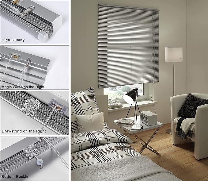 YIIBAII Mini Blinds Suitable for 40" W x 64" H Windows 1" Aluminum Horizontal - Image 4