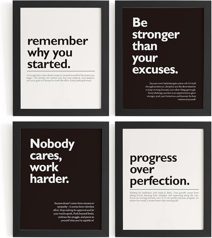 DSHFG Motivational Office Pictures Wall Decor Prints Set of 4, 8x10 Unframed by Unknown