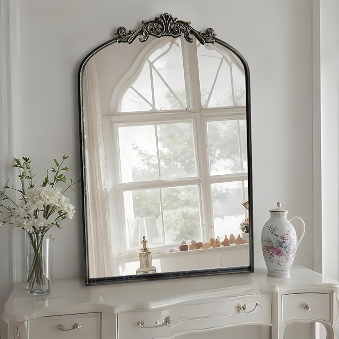 HQiJun Black Vintage Wall Mirror Window Decorative Traditional Mirrors Antique by HQiJun