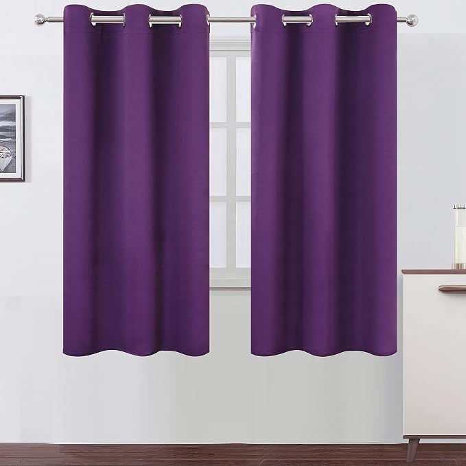 LEMOMO Purple Blackout Curtains 34 x 63 Inch Length/Set of 2 Curtain by Lemomo