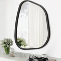 Irregular Bathroom Mirror Modern Oval Wall Mirror Asymmetrical Wooden Framed by HLFMVWE