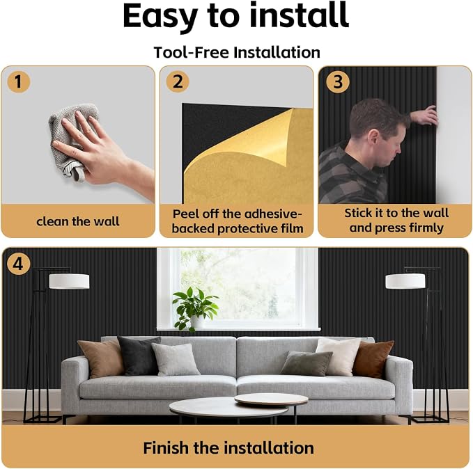 RITOLLO 12 Pack Acoustic Wall Panels, 47.2X23.6X0.4 inch Decorative - Image 7