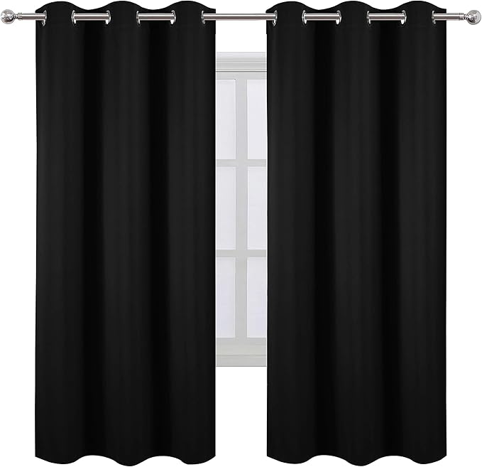 LEMOMO Black Thermal Blackout Curtains/42 x 72 Inch/Set of 2 Panels Room - Image 2