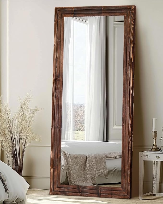 Full Length Mirror 71"x30" Solid Wood Frame Floor Large Mirror - Image 4