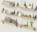 AMADA HOMEFURNISHING Long Wall Shelves, Rustic Farmhouse Style, Wood Floating by AMADAHOMEFURNISHING