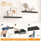 HOOBRO Floating Shelves for Wall, Wall Mounted Shelf Set of 2, 31.5" Hanging - Image 7