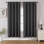 CUCRAF Dark Grey Blackout Curtains 63 inch Length 2 Panels Set, Rod Pocket Room by CUCRAF