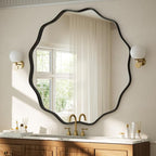 VooBang Black Scalloped Circle Mirror, Hanging Leaning - Image 3