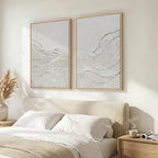 Large Framed White Abstract Wall Art Set of 2 - Image 2