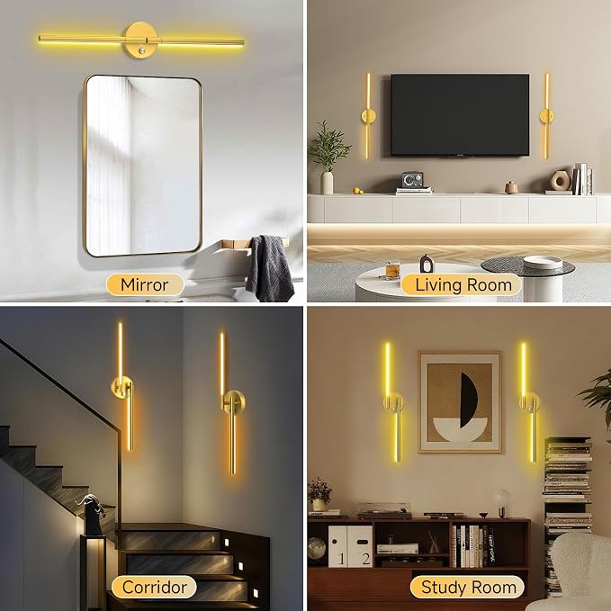 Battery Operated Wall Sconce of 2, 360°DIY Rotatable, Wireless Magnetic Wall - Image 6