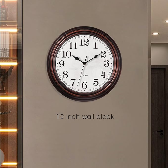 Wall Clock, 12 Inch Vintage Retro Silent Quality Wall Clocks Battery Operated - Image 6