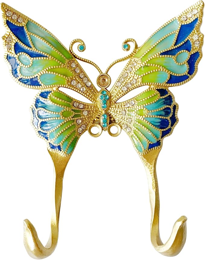 Vintage Butterfly Shaped Decorative Wall Hook Rack Hanger by Pewery