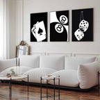 3Pcs Black and White Poker Dice Canvas Wall Art Lucky You Poster Prints Trendy - Image 4