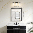 Black Bathroom Mirror, 36 x 30 Inch Brushed Black Rectangle Mirrors - Image 8
