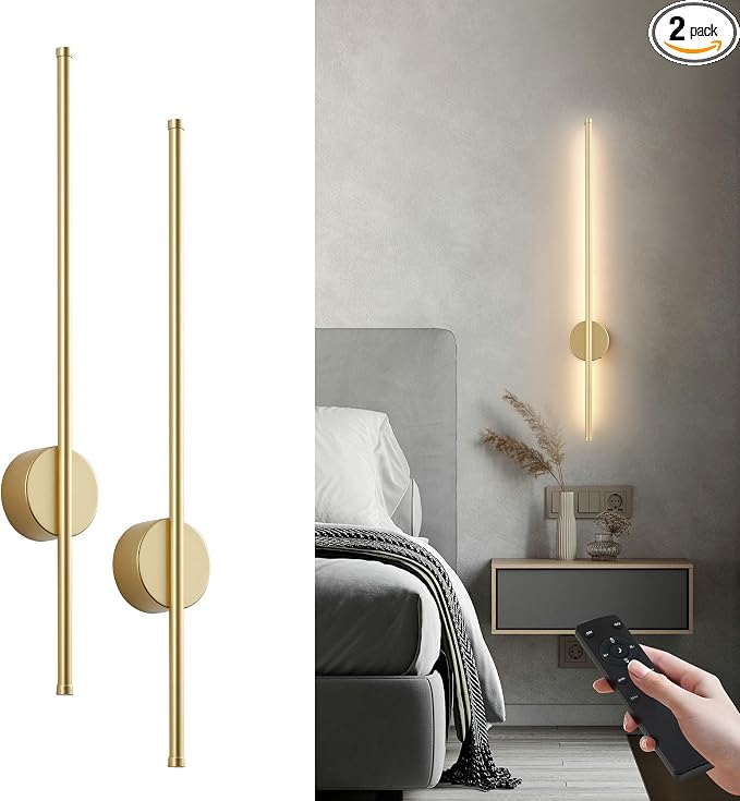 Battery Operated Modern Wall Sconces, Dimmable Wireless Wall Light Set of Two by KARTOOSH