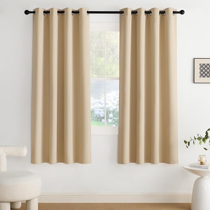 NICETOWN Blackout Curtains Grommet 2 Panels 72 Inches Long, Biscotti Beige by NICETOWN