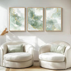 Framed Sage Green Abstract Wall Art, 3 Piece Modern Canvas Prints Paintings - Image 2