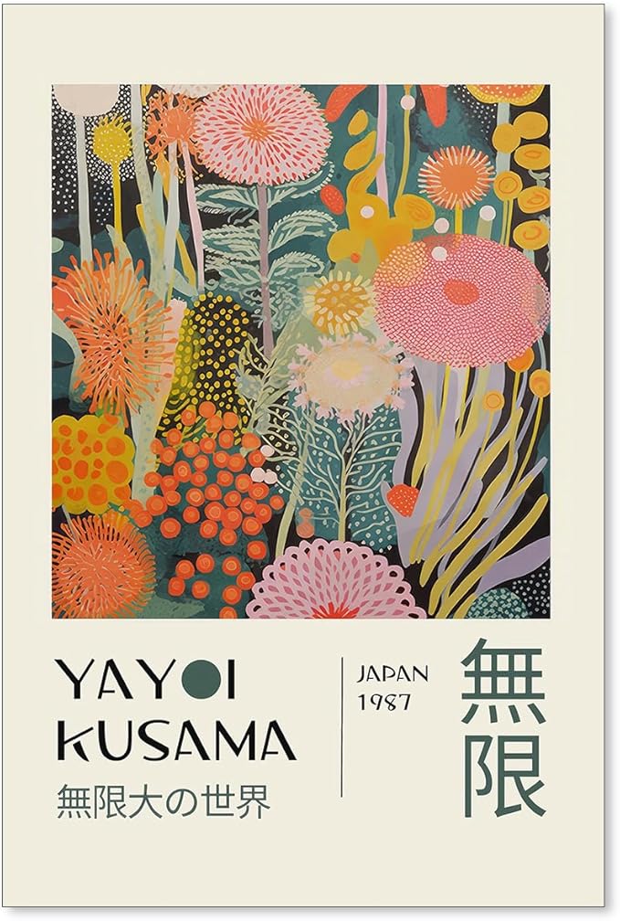 Abstract Yayoi Kusama Posters Japanese Wall Art Vintage Tokyo Aesthetic Prints by Unknown