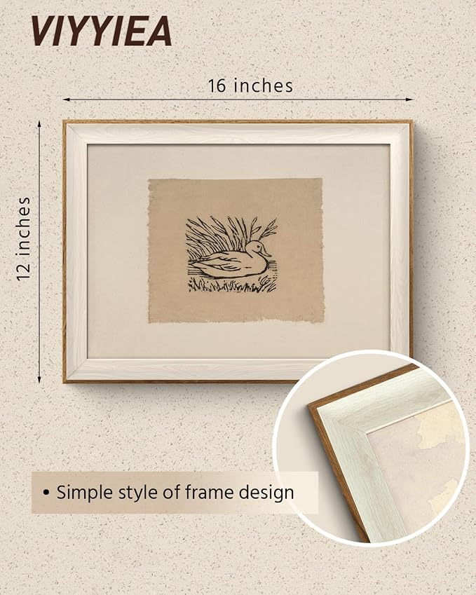 VIYYIEA Framed Wall Art for Living Room, Vintage Duck Sketch Canvas Prints - Image 5