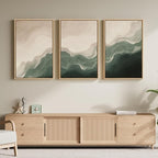 Large Framed Green and Beige Abstract Wall Art Set of 3, Modern Neutral Canvas - Image 4