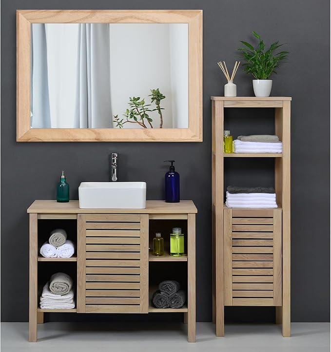 AAZZKANG Rustic Mirrors for Wall Rectangle Wood Frame Mirror Large 26"x18" - Image 6