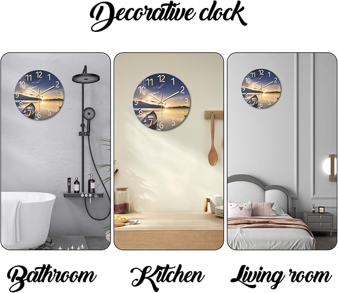 Sunset Clocks Wall for Bedroom Silent Wall Clock Non Ticking Decorative Wall - Image 7