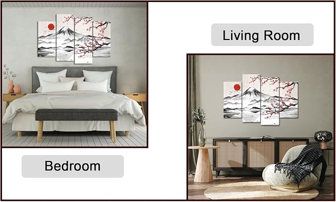LyerArtork 4 Panel Japanese Ink Painting Wall Art Mount Fuji - Image 8