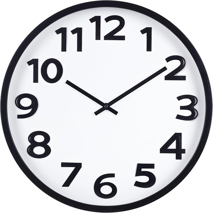 Large Wall Clock 16 Inch Silent Non-Ticking Modern Big Number Wall Clocks by HorizentWallClock