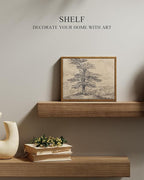 InSimSea Framed Canvas Wall Art, Neutral Sketch Tree Painting, Rustic Nature - Image 2