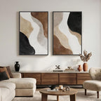 Large Framed Neutral Abstract Wall Art Set of 2 - Image 4