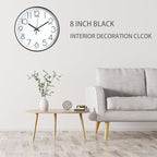 JUSTUP 8in Non-Ticking Wall Clock, Silent Battery Operated Wall Clock - Image 4