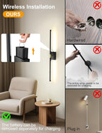 Battery Operated Wall Sconces Set of 2: 10000mAh Rechargeable Wall Lights - Image 3
