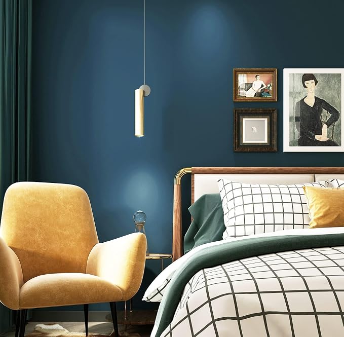 Safiyya 393"x17.7" Dark Blue Peel and Stick Wallpaper Blue Contact Paper Solid - Image 5
