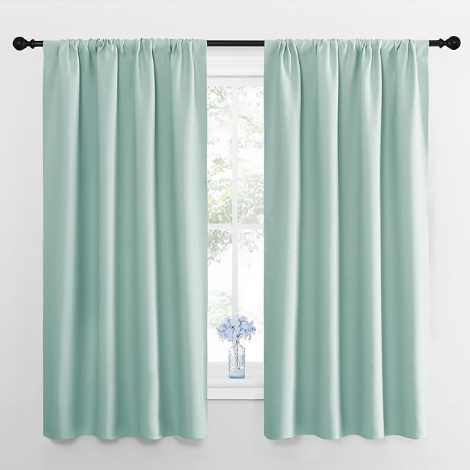 NICETOWN Blackout Curtains for Bedroom, Aqua Blue, 1 Pair, 42 by 45-inch by NICETOWN
