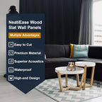 NeatiEase Wood Panels for Wall, 4-Piece 94.5" x 11" Soundproof Wood Slat Wall - Image 4