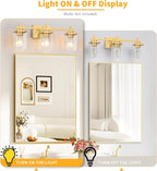 3-Lights Gold Bathroom Light Fixtures, Bathroom Vanity Light Over Mirror - Image 6