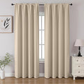 CUCRAF Light Beige Blackout Curtains 90 inch Length 2 Panels Set, Rod Pocket by CUCRAF