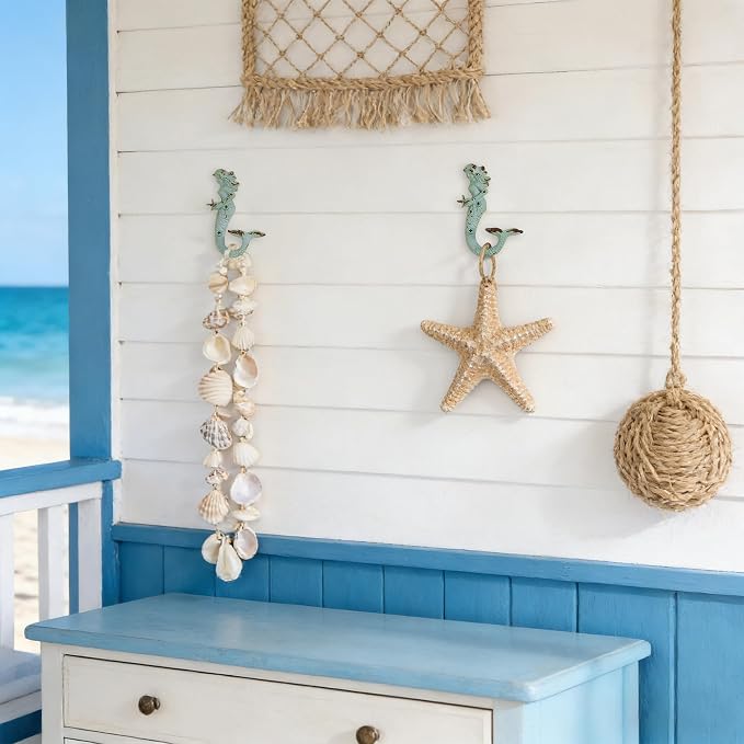 SOFFEE DESIGN 2PCS Green Mermaid Side Profile Hooks, Beach Themed Towel Hangers - Image 6