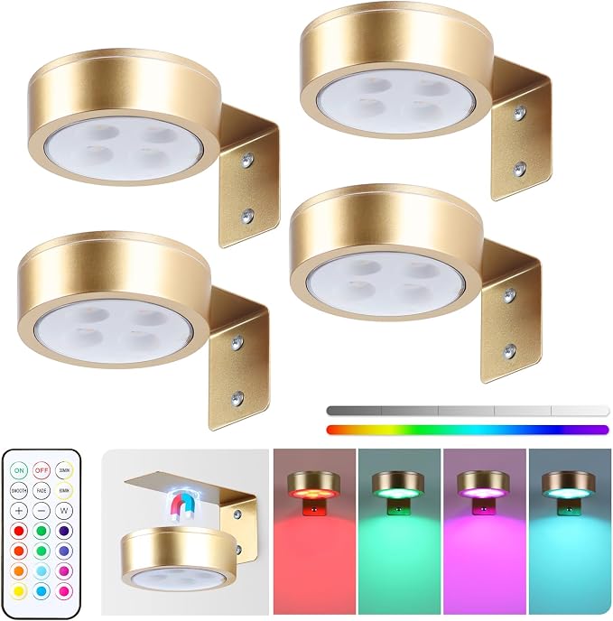 4-Pack Picture Light Battery Operated Painting Lights, 13 Color RGB Magnetic - Image 8