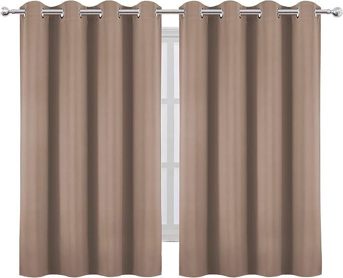 LEMOMO Cappuccino Blackout Curtains/52 x 45 Inch Length Set of 2 Panels Grommet - Image 2