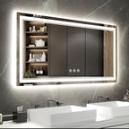 Backlit Bathroom Mirror, 55x30 Inch Gradient Front and Backlit Mirror, 3 Colors by VanPokins-GlobalHighEndLEDBathroomMirrorBrand