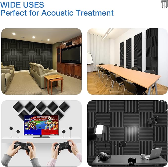 12 Pack Acoustic Panels Self-Adhesive, Acoustic Foam Wedges High Density - Image 5