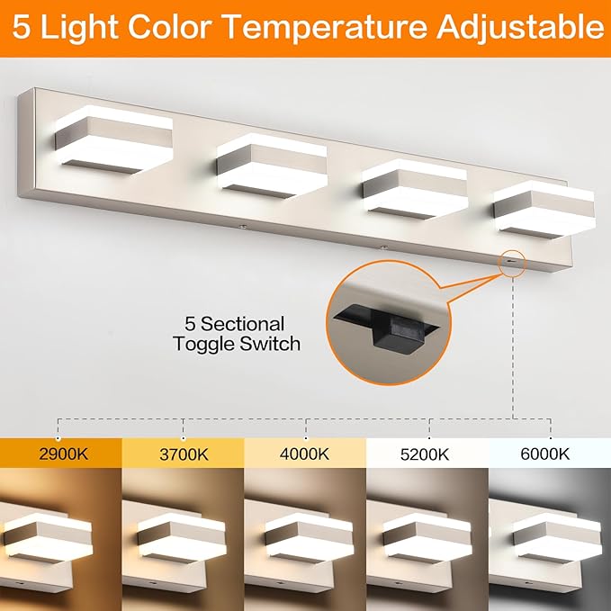 SOLFART Bathroom Light Fixtures Brushed Nickel Vanity Lights - Image 3