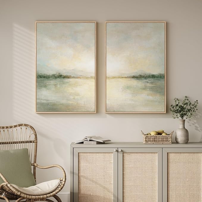 Framed Sage Green Abstract Wall Art - Image 4