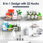 NESOMI Shower Caddy Adhesive Shower Organizer 8-Pack, Rustproof Stainless Steel - Image 7