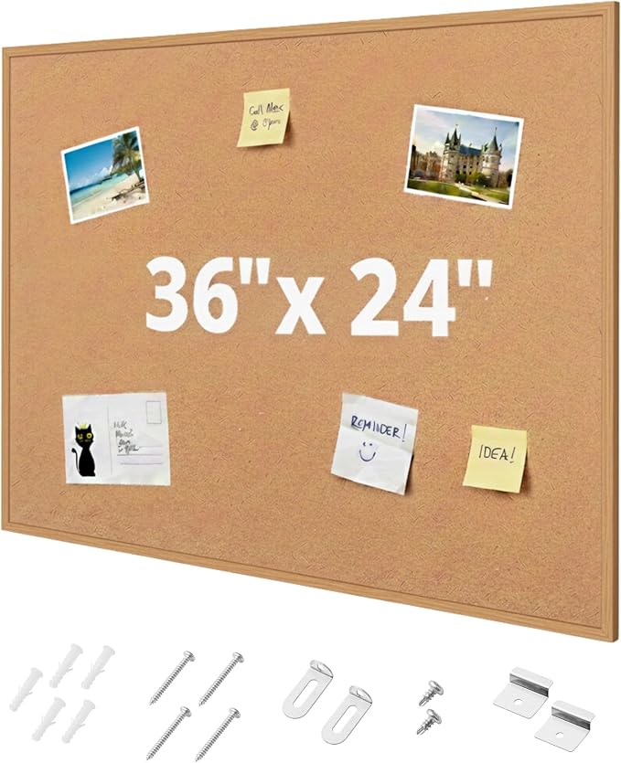 Mr. Pen- Cork Board, Bulletin Board, Cork Bulletin Board, Framed Cork Board by MrPen