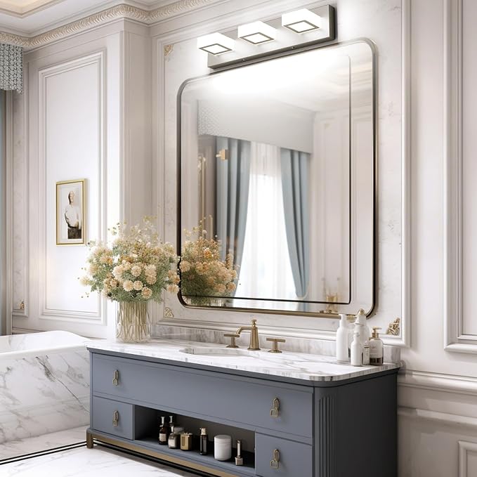 Ralbay Brushed Nickel Bathroom Vanity Lights Metal Acrylic LED Modern Bathroom - Image 2